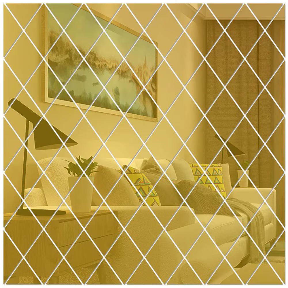 Set Oglinzi Acrilice HOZRO, din PVC, Autoadezive pentru Decorarea Pereților, Culoare Auriu, Dimensiune Totală 50 x 100 cm – Calitate Premium HOZRO