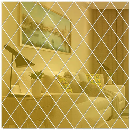 Set Oglinzi Acrilice HOZRO, din PVC, Autoadezive pentru Decorarea Pereților, Culoare Auriu, Dimensiune Totală 50 x 100 cm – Calitate Premium HOZRO