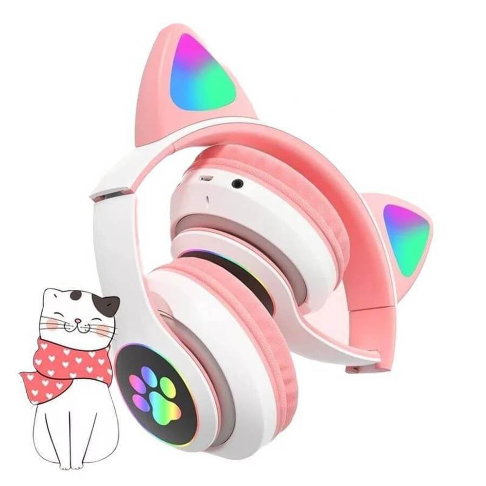 🎧 Căști Wireless HOZRO, Model Pisică STN-28– Sunet HiFi, Iluminare RGB, Bluetooth 5.0, Handsfree, Bass Stereo, LED, TF! 🐱 HOZRO