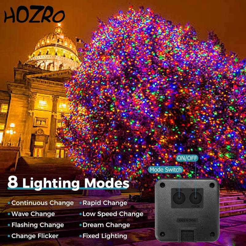 Instalatie cu Panou Solar de Craciun, HOZRO, 100 LED-uri, 10 Metri– Pentru Exterior si Interior, Economie de Energie si Atmosfera de Sarbatoare Magica HOZRO