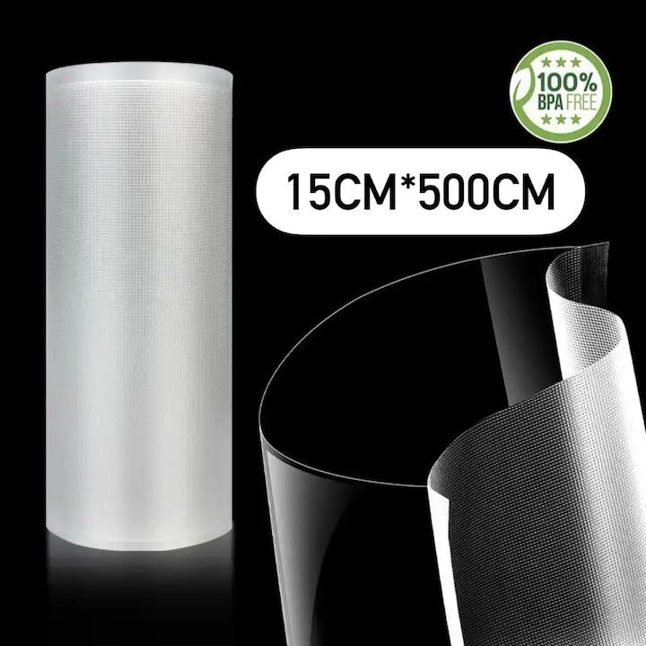 Set 2 role pungi pentru vidat si sigilat alimente HOZRO, conservare alimente, legume, fructe, mancare, compatibilitate universala, rezistent la caldura si inghet, 500x15 cm BESTSELLS
