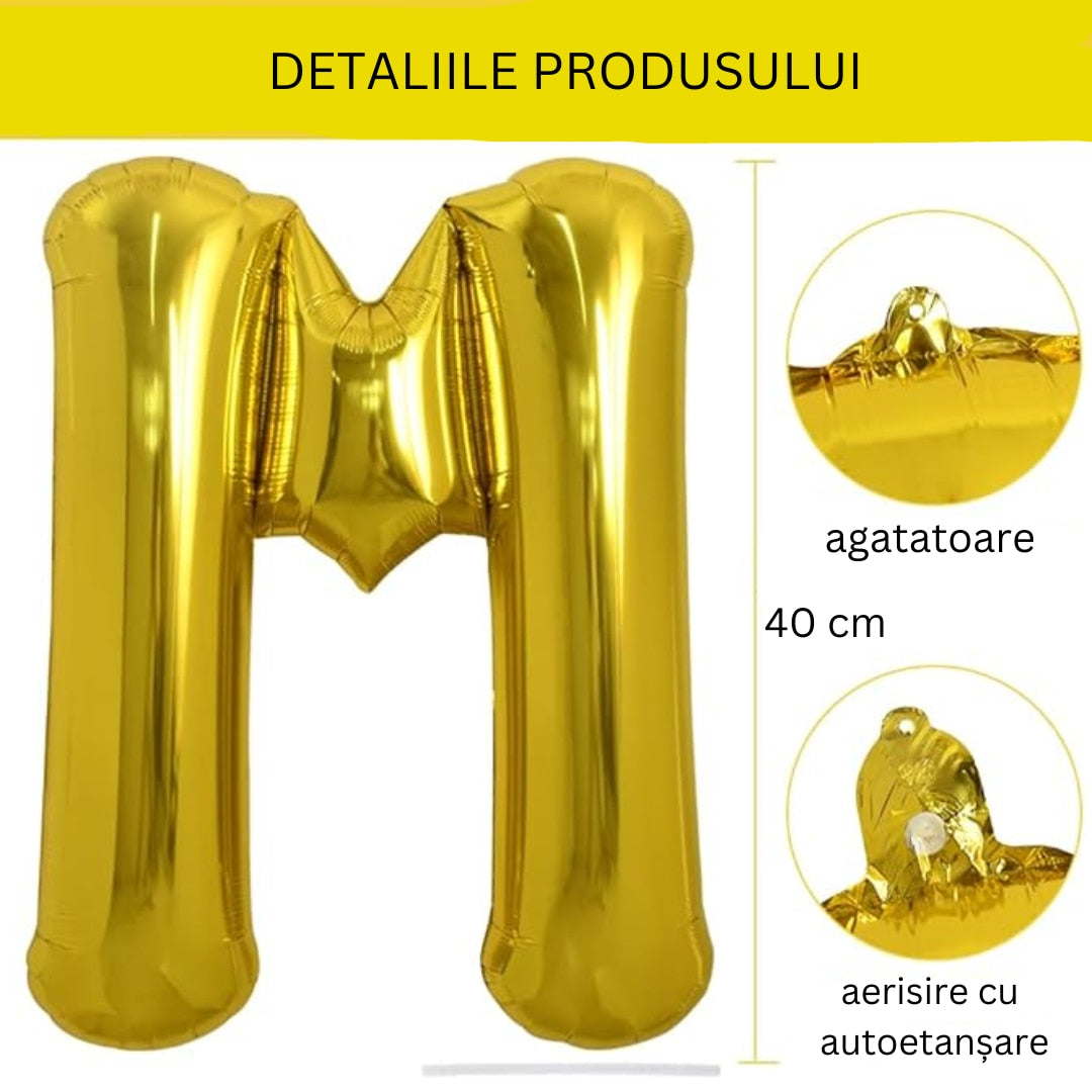 Balon folie HOZRO, gold, in forma de litera M, 40 cm BESTSELLS