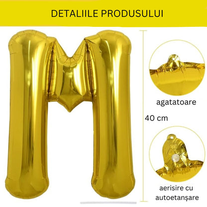 Balon folie HOZRO, gold, in forma de litera M, 40 cm BESTSELLS
