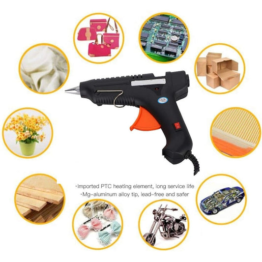 Pistol de Lipit cu Silicon HOZRO 20W – Aparat de Lipit Electric pentru Rezerve de 8mm, Negru/Portocaliu HOZRO