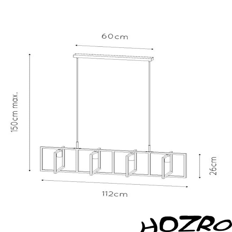 Lustra tip Pendul HOZRO, 4 Becuri, Metal, Suport liniar, Design modern, rafinat, Negru HOZRO