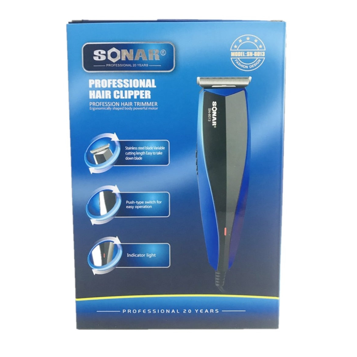 Aparat de tuns electric HOZRO®, profesional, cu 3 capete de taiere, indicator luminos, albastru BESTSELLS