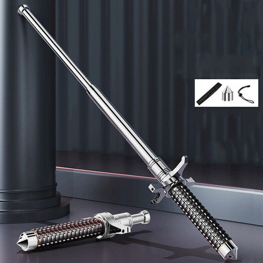 Baston telescopic Hozro® din otel inoxidabil cu maner antialunecare si mecanism extensibil design compact si rezistent