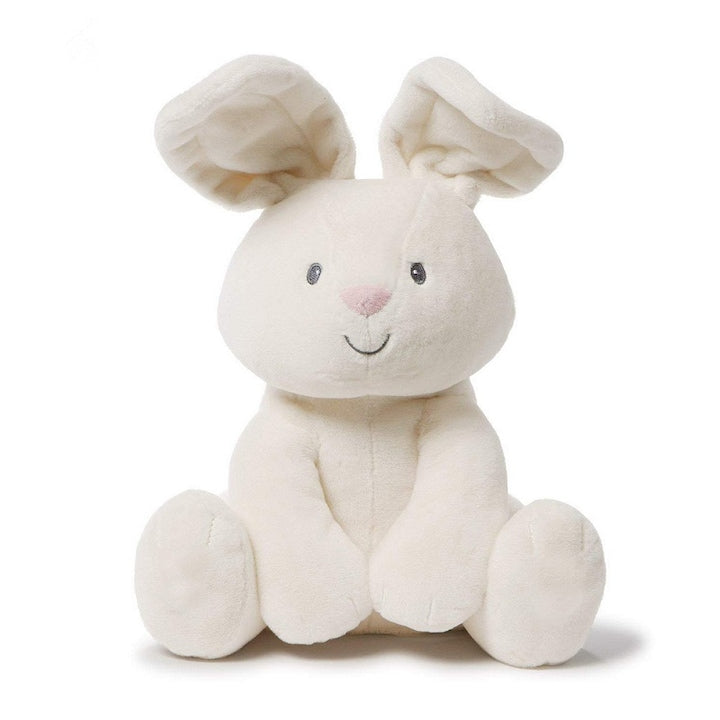 Jucarie interactiva Hozro, Iepuras de plus Cucu-Bau, Peek a Boo! - Canta si vorbeste, Culoare Alb HOZRO