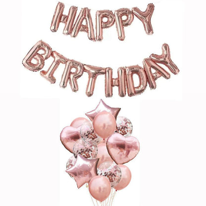 Set Baloane Folie „Happy Birthday”, 43 cm – Decor Elegant pentru Petreceri Aniversare, Evenimente, Fete, Femei, Fetițe, cu Litere Mari, Refolosibile, Ușor de Umflat și Montat (Copy) HOZRO