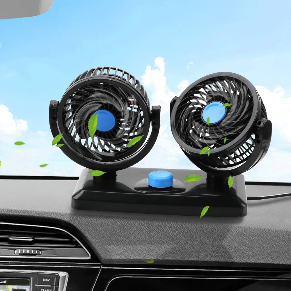 Ventilator dublu, HOZRO , alimentare USB, 2 trepte de viteza, rotatie 360°portabil, pentru masa, birou sau masina HOZRO
