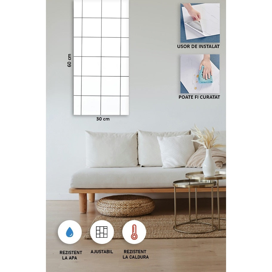 Set placi Hozro, Tapet imitatie Marmura decorativa, autoadezive, model abstract, 30x60 cm, PD8810, grosime 2mm BESTSELLS