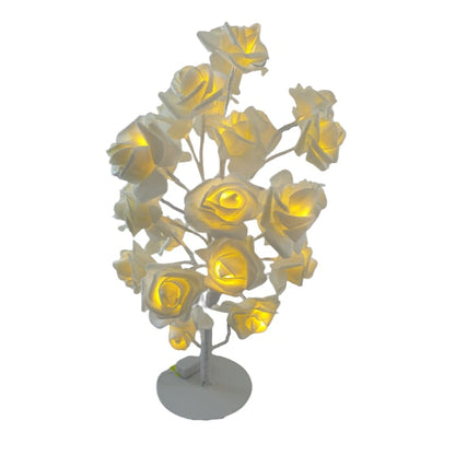 Pomisor decorativ de Craciun Hozro®, Veioza tip copacel cu Trandafiri, 36 LED-uri, Inaltime 40 cm, Alb HOZRO
