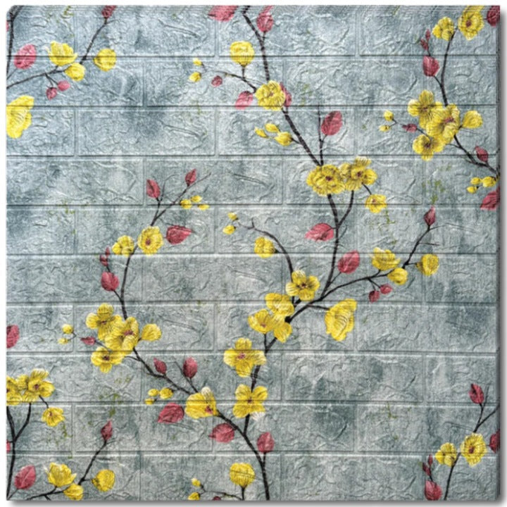 Tapet 3D Decorativ autoadeziv HOZRO, Model Vesel Floral, perete/tavan, waterproof, usor de montat, design modern, 70x70 cm, alb, TAPET 112 HOZRO