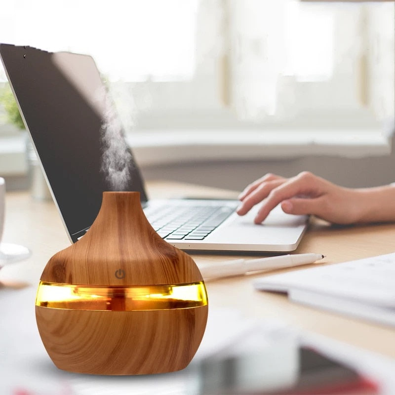 Umidificator cu Aromaterapie și Lampă de Noapte 025 stejar deschis/inchis HOZRO