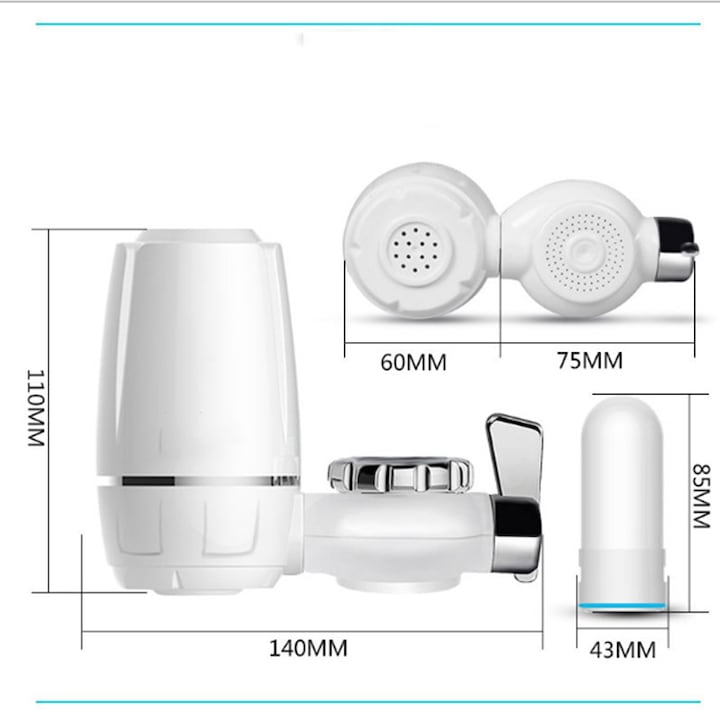 Filtru de apă pentru robinet HOZRO, din plastic, sistem de filtrare eficient pentru reducerea impurităților, clorului și mirosurilor neplăcute, montare rapidă fără unelte, design compact și durabil, ideal pentru îmbunătățirea gustului apei potabile HOZRO