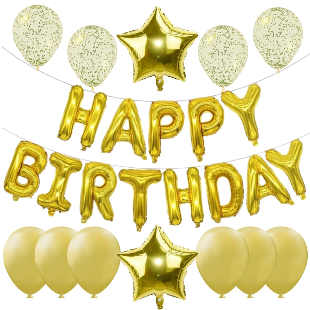 Set Baloane Folie „Happy Birthday”, 43 cm – Decor Elegant pentru Petreceri Aniversare, Evenimente, Fete, Femei, Fetițe, cu Litere Mari, Refolosibile, Ușor de Umflat și Montat (Copy) HOZRO