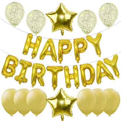 Set Baloane Folie „Happy Birthday”, 43 cm – Decor Elegant pentru Petreceri Aniversare, Evenimente, Fete, Femei, Fetițe, cu Litere Mari, Refolosibile, Ușor de Umflat și Montat (Copy) HOZRO