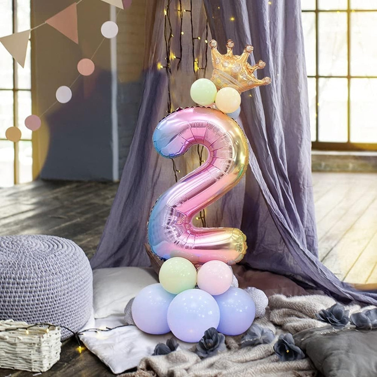 Kit Aranjament din Baloane Cifra 1, 2 sau 3 Multicolor, pentru evenimente festive HOZRO BESTSELLS
