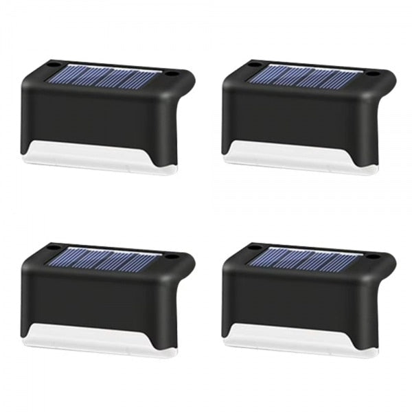Set 4 Lampi solare HOZRO, design modern și compact, protecție IP65 rezistentă la apă și praf, ideale pentru fațadă, gard, terasă si trepte, Led Alb Cald HOZRO