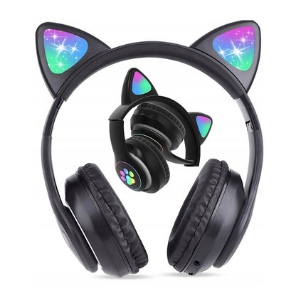 🎧 Căști Wireless HOZRO, Model Pisică STN-28– Sunet HiFi, Iluminare RGB, Bluetooth 5.0, Handsfree, Bass Stereo, LED, TF! 🐱 HOZRO