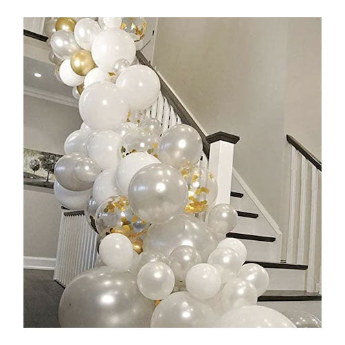 Set 68 baloane Arcada din latex Hozro®, auriu/alb, 25 cm, Accesorii Elegante pentru Petreceri, Nuntă sau Evenimente Tematice, Material Rezistent HOZRO