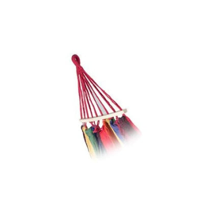Hamac HOZRO de o persoana, 80 x 200 cm, din bumbac dens, husa depozitare, maxim 120 kg, multicolor, baza lemn, rosu BESTSELLS