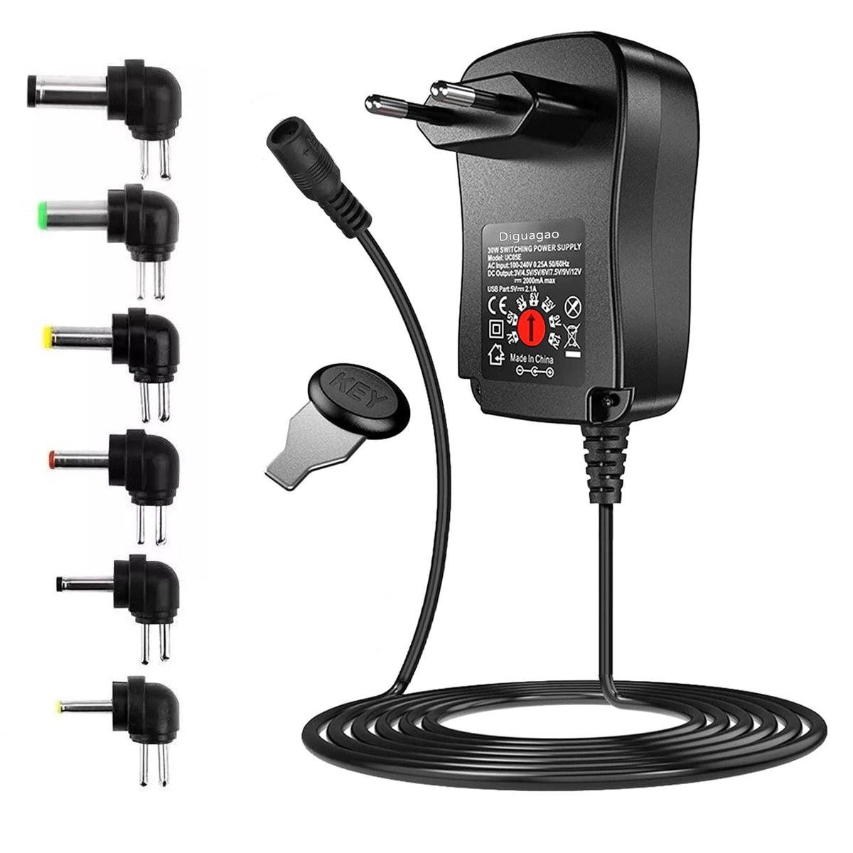 Alimentator Universal Reglabil Hozro | Multi-Tensiune 3V - 12V (30W), cu 6 Conectori Interconectabili HOZRO