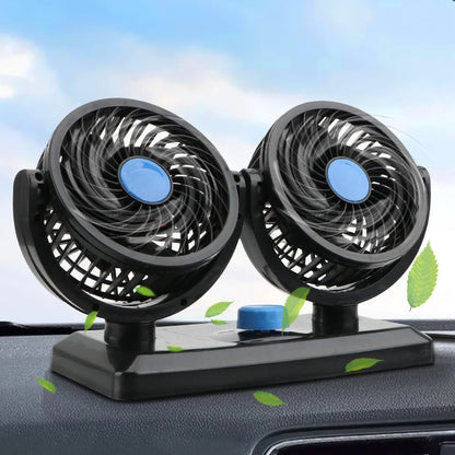 Ventilator dublu, HOZRO , alimentare USB, 2 trepte de viteza, rotatie 360°portabil, pentru masa, birou sau masina HOZRO