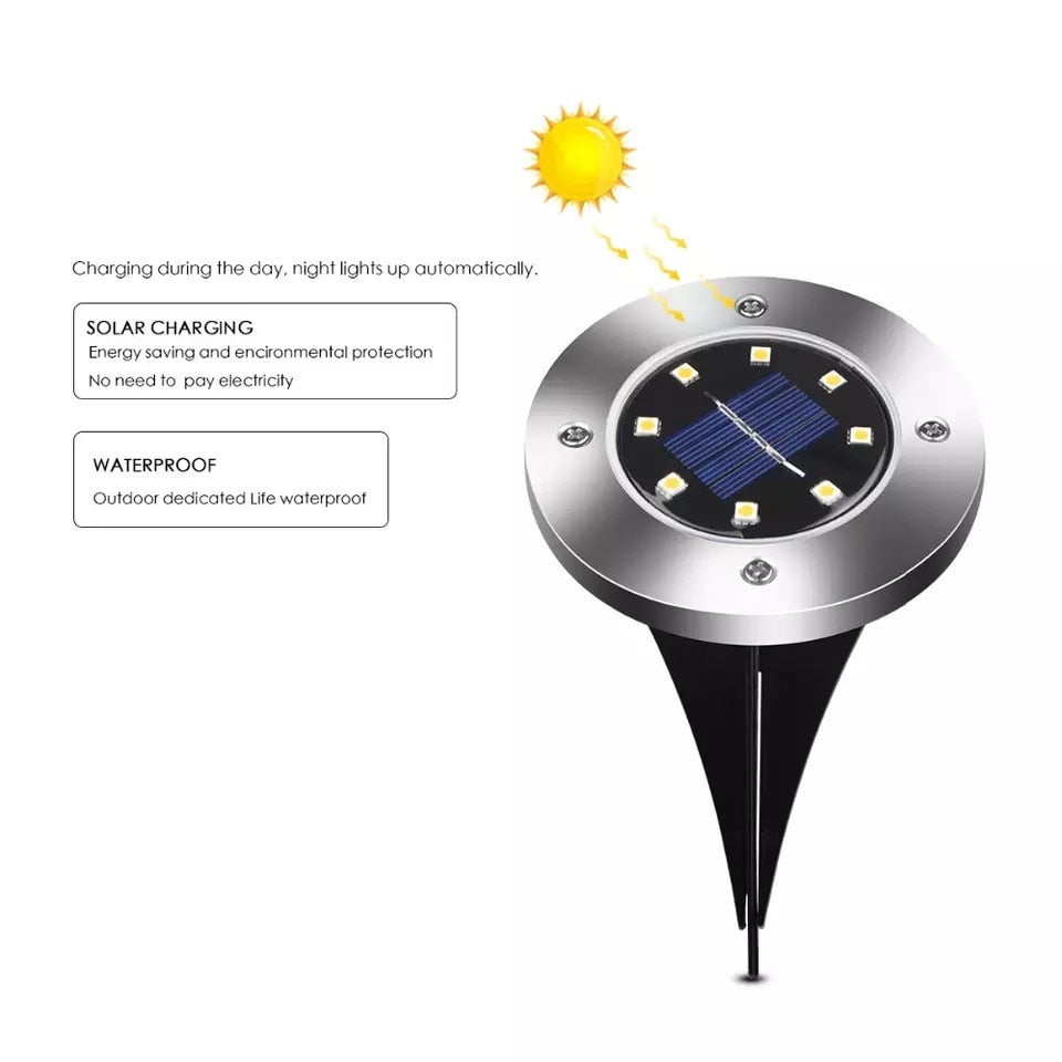 Set 4x LampI Cu Incarcare Solara Rapida SI Timp Mare De Utilizare, Tip Spot Cu 8 Leduri, HOZRO, Pentru Gradina, WaterProof, IP65, Carcasa Din Otel inoxidabil BESTSELLS