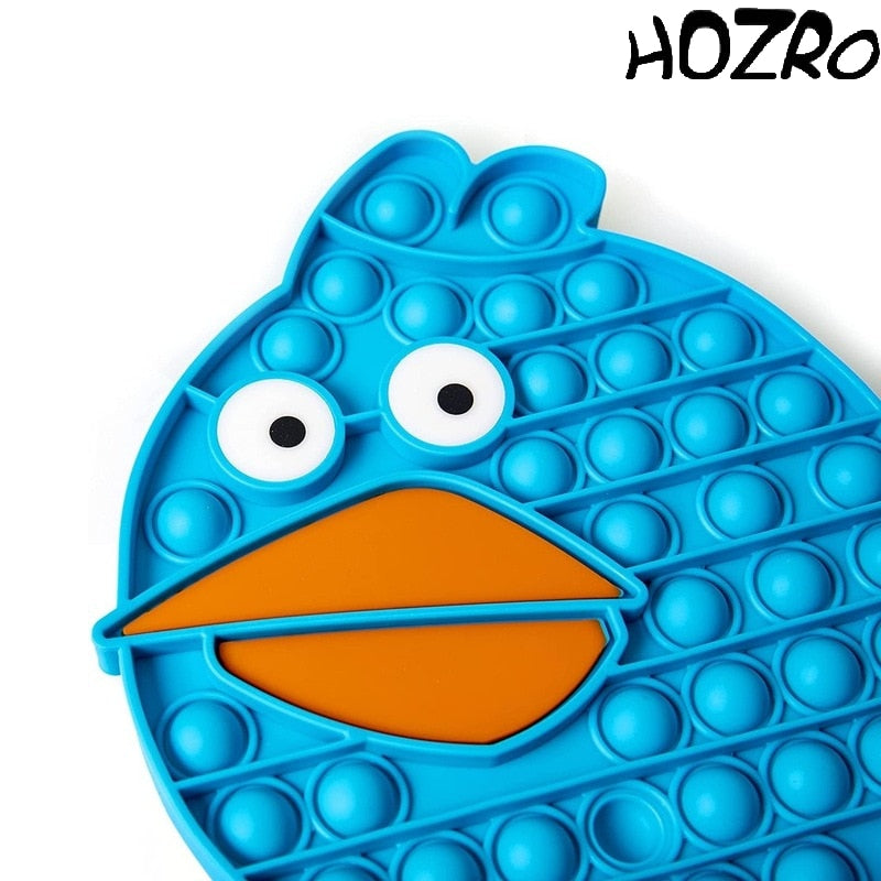 Jucarie Interactiva Antistres HOZRO, Pop It Now JUMBO – Model Angry Birds, 20 cm, Silicon Moale, Culoare Albastra, Ideala pentru Relaxare si Distractie HOZRO
