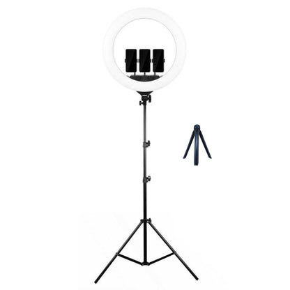 Lampa circulara Ring Light HOZRO, diametru 56cm/22" LED, lumina naturala/rece/calda, conectare USB, reglaj intensitate, suport telefon, Perfectă pentru Orice Situație HOZRO