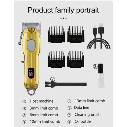 Masina de tuns profesionala HOZRO GM-6716, carcasa metalica, cu afisaj, cu acumulator si 4 piepteni BESTSELLS