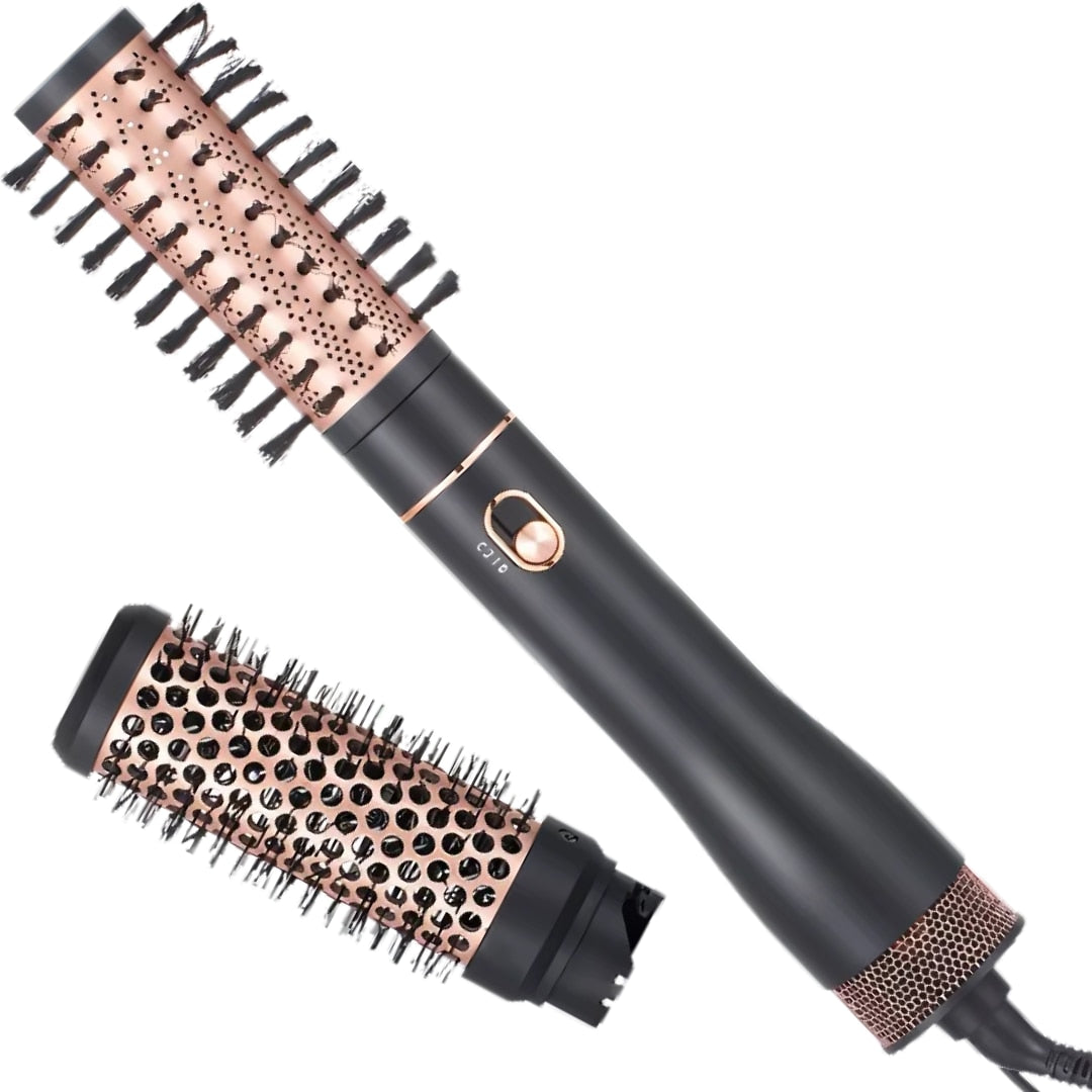 Perie electrica HOZRO®, speciala pentru coafarea parului, cu doua capete interschimbabile invelis din ceramica, doua trepte de viteza, aer cald si rece, putere 650W, protectie dubla supraincalzire BESTSELLS