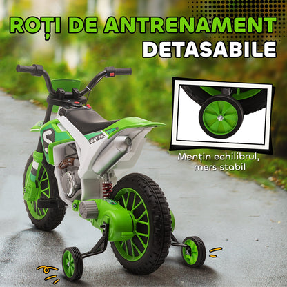 🏍️ Motocicletă Cross Electrică Hozro pentru Copii (3-5 ani), Amortizoare, Verde