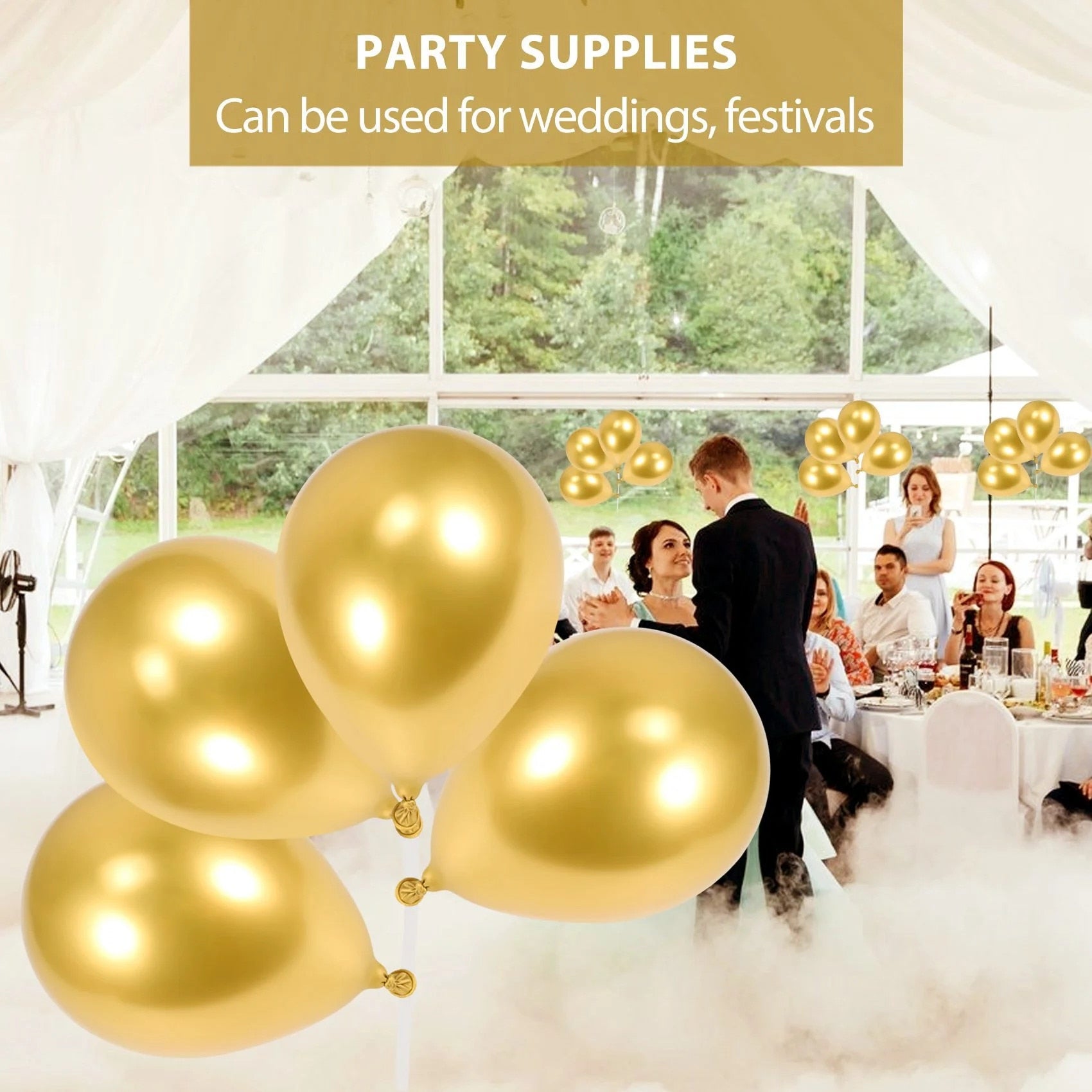 Set baloane din latex, Hozro®, Gold, 25 cm, Accesorii Elegante pentru Petreceri, Nuntă sau Evenimente Tematice, Material Rezistent HOZRO