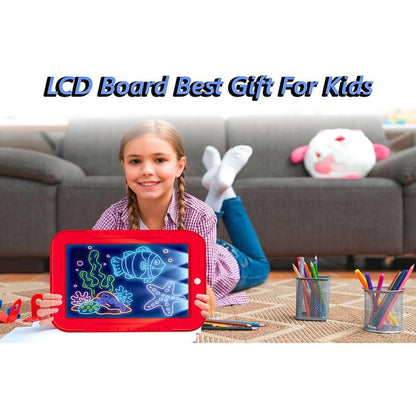 🎨 Tabletă Grafică cu Ecran LCD Magic Pad HOZRO – Lumini LED Interactive, 30 de Șabloane și 3 Pixuri cu Două Capete HOZRO