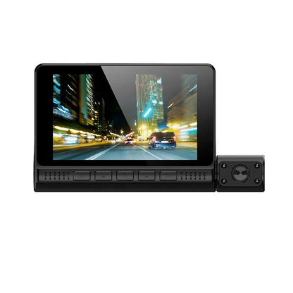 Camera auto tripla HOZRO®, Full HD 1080P, monitor 4inch TOUCHSCREEN, bord+habitaclu+spate, rezolutie ultra, 170 grade unghi extra-larg de filmare, senzor G, vedere nocturna, Functie Foto HOZRO