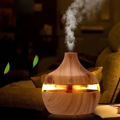 Umidificator cu Aromaterapie și Lampă de Noapte 025 stejar deschis/inchis HOZRO