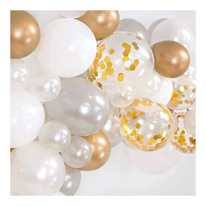 Set 68 baloane Arcada din latex Hozro®, auriu/alb, 25 cm, Accesorii Elegante pentru Petreceri, Nuntă sau Evenimente Tematice, Material Rezistent HOZRO