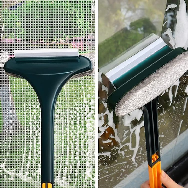 Stergator de geamuri 2 in 1 pentru ferestre interioare si exterioare, Gresie, Faianta, Geam Cabina Dus, Hozro® HOZRO