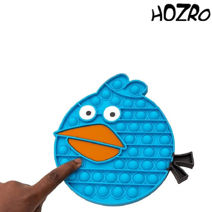 Jucarie Interactiva Antistres HOZRO, Pop It Now JUMBO – Model Angry Birds, 20 cm, Silicon Moale, Culoare Albastra, Ideala pentru Relaxare si Distractie HOZRO