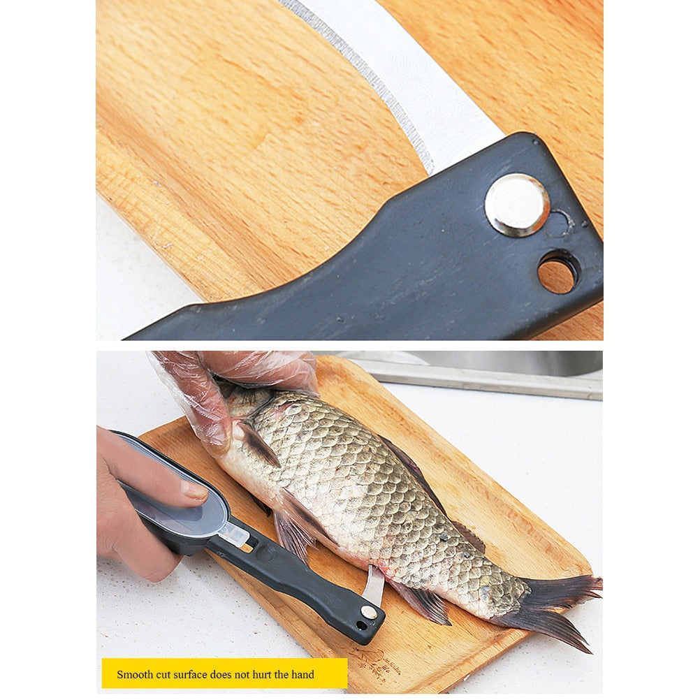 Dispozitiv HOZRO, Practic și Ușor de Utilizat pentru Curățarea Peștilor, solzi si viscere, cu Capac de Protecție, lame Inox, Design Ergonomic– Ideal pentru Bucătărie, Rapid și Curat BESTSELLS