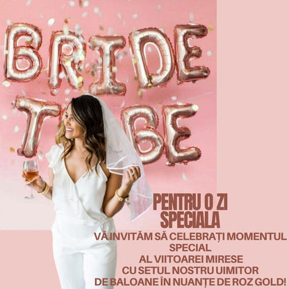 Set 36 baloane nunta, Bride to be HOZRO, Latex/Folie aluminiu, Rose Gold, Accesorii Elegante pentru Petrecerea Burlăcițelor, Nuntă sau Evenimente Tematice, Material Rezistent și Lucios HOZRO