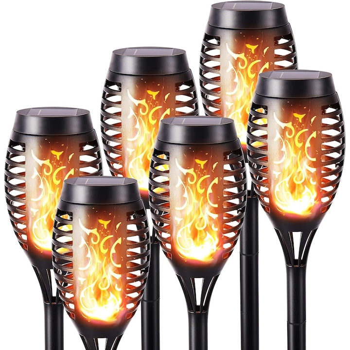 Set 2 Lămpi Solare Tip Torță cu Efect de Flacără – 52 cm, IP65, Negru BESTSELLS