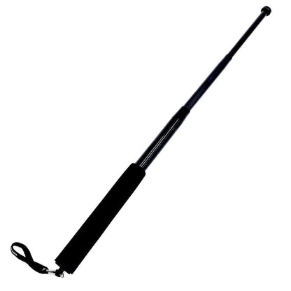 Baston telescopic 64 cm Hozro® din otel inoxidabil cu 4 Elementi cu maner antialunecare si mecanism extensibil design compact si rezistent negru HOZRO