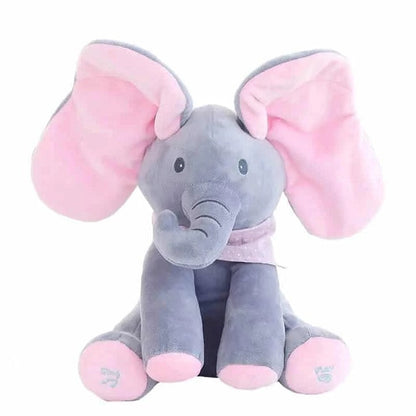 🐘 Elefănțelul Interactiv Cucu-Bau HOZRO – Jucăria de Pluș care Cântă și Își Mișcă Urechile (30 cm) HOZRO