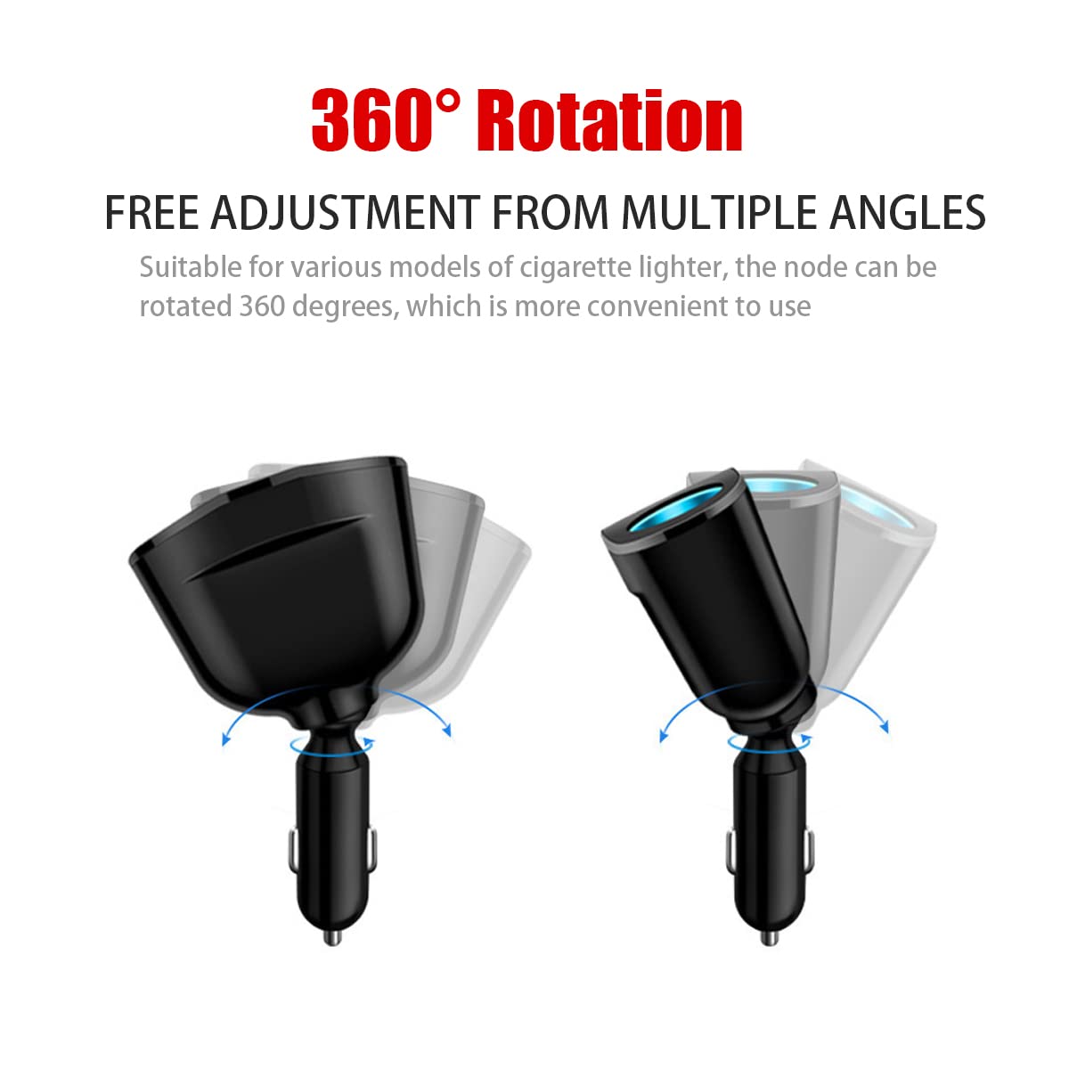 Încărcător auto rapid Hozro Splitter Multi-Power, 120W, adaptor bricheta cu 2 căi, porturi USB-C și USB, voltmetru LED, compatibilitate universală 12V/24V HOZRO