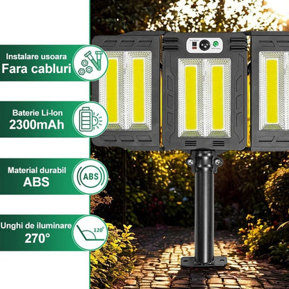 Lampă Solară de Perete HOZRO, Stradală, LED, cu Senzor de Mișcare, Model W786-2COB HOZRO