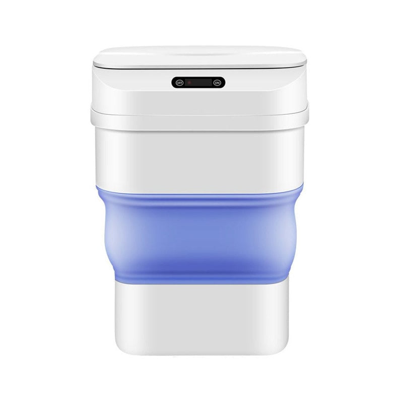 Cos inteligent,  Hozro , de gunoi electric Smart Trash Can, cu senzor de miscare, pliabil, 8 l-17.5 l, alb/albastru, HOZRO