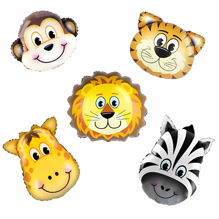 Set 5 baloane folie cap animale Zoo Hozro® 35 cm HOZRO